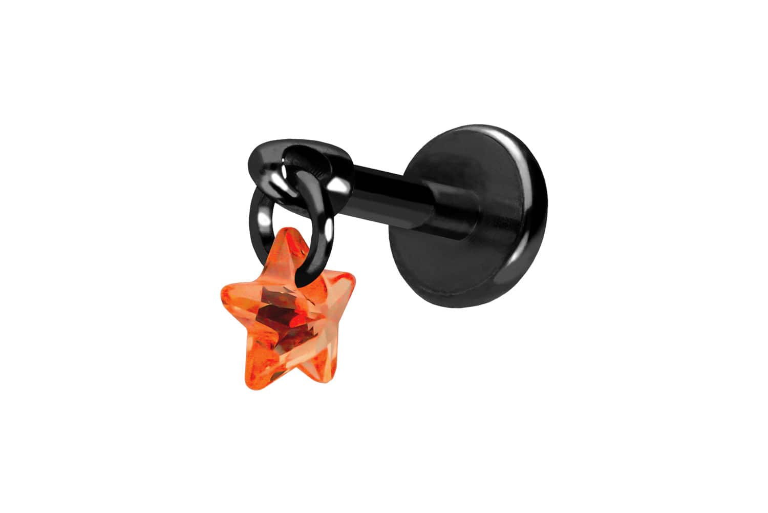 Titan Labret Piercing mit Push Fit KRISTALLSTERN